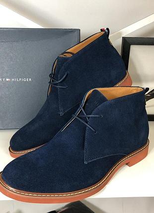 Замшевые ботинки кожаные синие демисезонные брендовые оригинал Classic tommy hilfiger