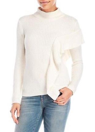 Брендовий асиметричний светр з рюшами в рубчик ivanka trump