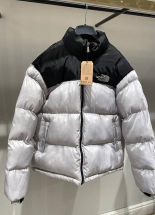 Зимова куртка унісекс the north face 700 chalk grey  сіра світло сіра