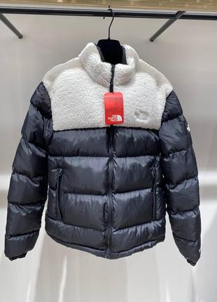 Куртка зимняя the north face t-ball grey white серая с белым