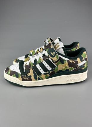 Кожаные кроссовки adidas forum 84 low x bape green camo оригинал