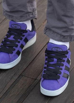 Мужские кроссовки adidas campus замшевые фиолетовые адидас кампус осенние весенние (bon)4 фото