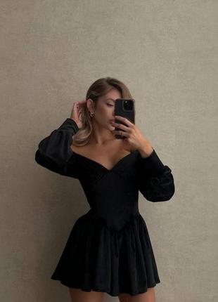 Оксамитова сукня-комбінезон з подвійною спідницею 🖤5 фото
