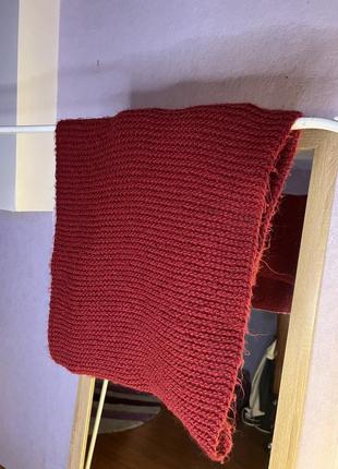Снуд шарф хомут красный бордо женский длинный теплый зимний в хорошем состоянии2 фото