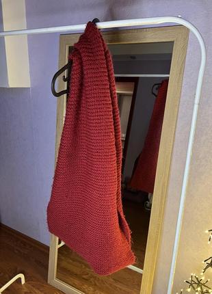 Снуд шарф хомут красный бордо женский длинный теплый зимний в хорошем состоянии3 фото