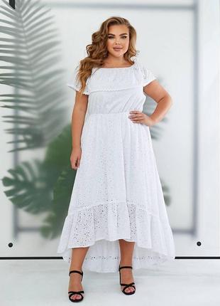 Женское асимметричное платье цвет белый 438638