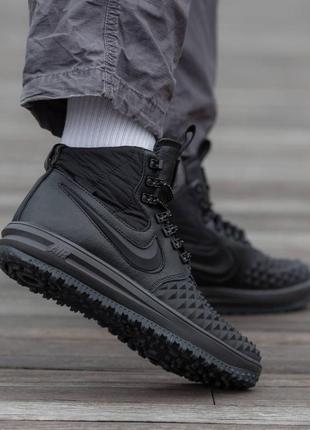 Мужские зимние кроссовки nike lunar force 17 duckboot черные кожаные до -21*с с мехом найк лунар (bon)3 фото