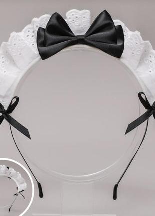 Ободок лолита белый с черными бантиками, косплей, аниме, манги, монокума/ fs-21811 фото