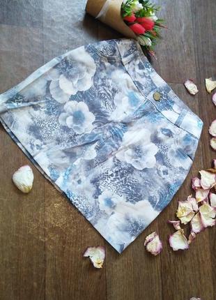 Красивая мини юбка на весну-лето в цветы 42-44