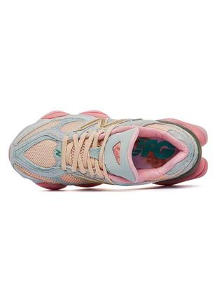 Кросівки жіночі рожеві / блакитні замшеві якісні new balance 9060 joe freshgoods grey pink