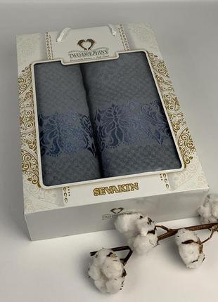 Набір рушників two dolphins 2 шт sevakin k.gri(e894)