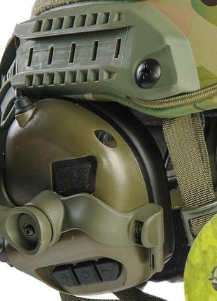 Шолом fast мультикам з навушниками earmor m32h (м31н, м31, м32) і кріпленнями "чебурашка"