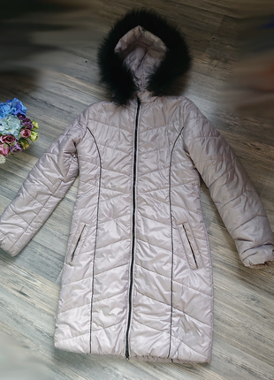 Теплая стеганая куртка с мехом зима осень р.44/461 фото