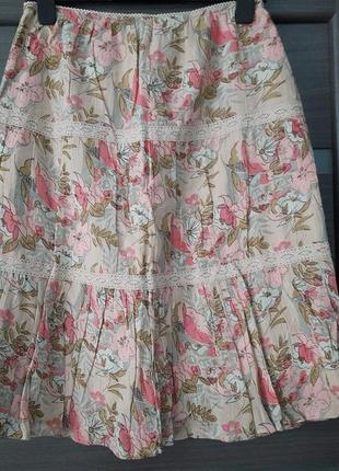 Юбка хлопковая летняя на подкладке  размер 40