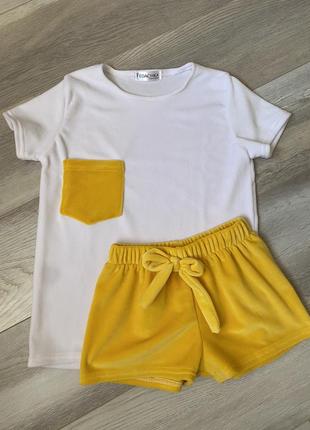 Детская пижама / желтый цвет / пижамка для девочки / 9 лет / 134 размер