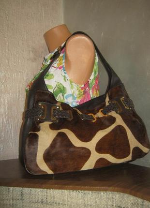 Итальянская кожаная сумка с мехом5 фото