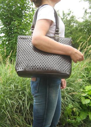 Нова жіноча велика сумка-екошкіра, колір темний шоколад
