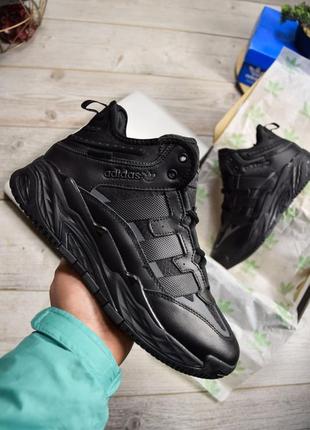 Мужские кроссовки adidas niteball mid triple black