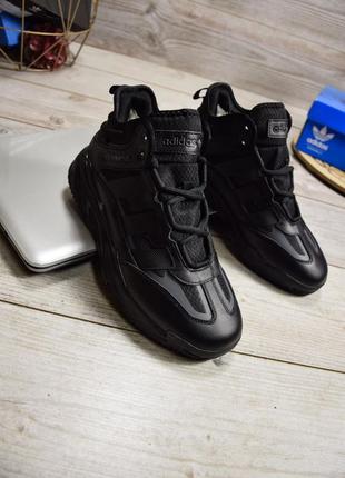 Мужские кроссовки adidas niteball mid triple black2 фото
