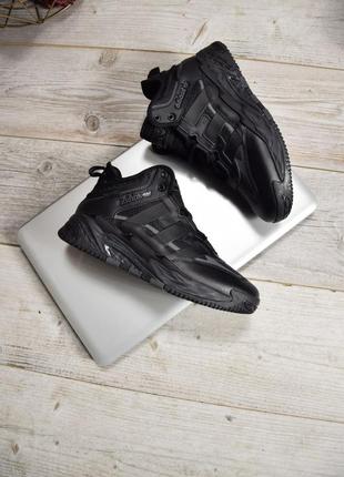 Мужские кроссовки adidas niteball mid triple black7 фото