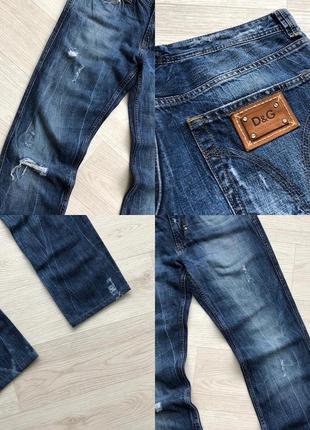 Оригінальні джинси dolce & gabbana logo destroyed jeans distressed torn blue6 фото