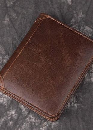 Класичний чоловічий шкіряний гаманець, невеликий клатч портмоне з натуральної шкіри