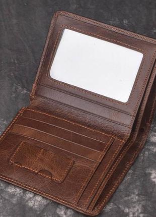 Класичний чоловічий шкіряний гаманець, невеликий клатч портмоне з натуральної шкіри4 фото