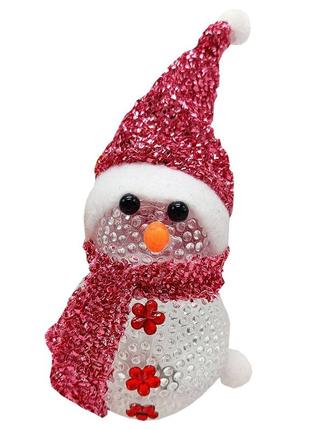 Ночник новогодний "снеговичок" сх-4-03 led 15 см, розово-красный