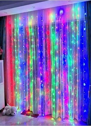 Гірлянда електрична водоспад мультиколір 3х2м 320led
