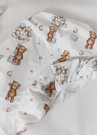 Простинь на круглий матрасик 75*75см фланель байка наматрасник дитячий детский