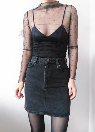 Джинсовая юбка черная мини юбка деним хлопковая юбка короткая7 фото