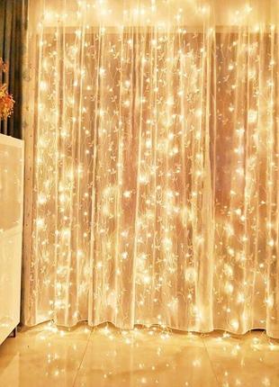 Гирлянда штора "лучи росы" m-38, 2 * 2 м, usb, золото