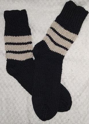 Р.43-46 чоловічі вовняні, в'язані, високі, товсті, зимові шкарпетки, капці4 фото