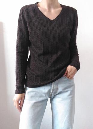 Шерстяний джемпер коси светр шерсть пуловер реглан лонгслів кофта тасманська шерсть светр шоколадний9 фото