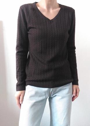 Шерстяний джемпер коси светр шерсть пуловер реглан лонгслів кофта тасманська шерсть светр шоколадний8 фото