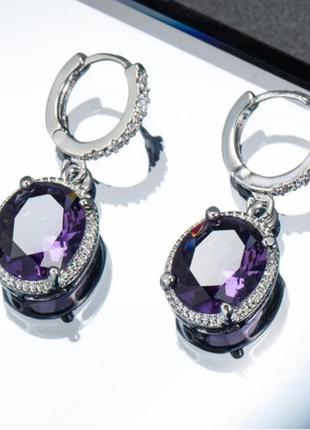 Серьги изысканные серебро silver аметист