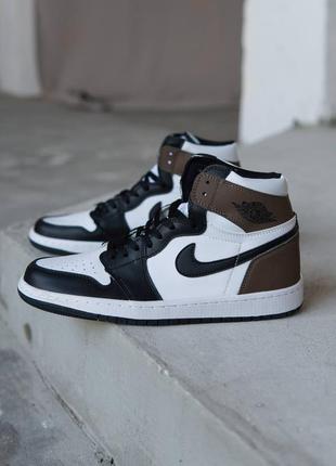 Кроссовки air jordan 1 retro high dark mocha (кожа)6 фото