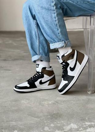 Кроссовки air jordan 1 retro high dark mocha (кожа)10 фото