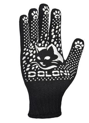 Перчатки трикотажные черные с пвх "котофан" (4894) doloni1 фото