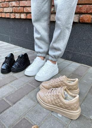 Теплі на хутрі кросівки на платформі кеди / осінь евро зима кроссовки на платформе