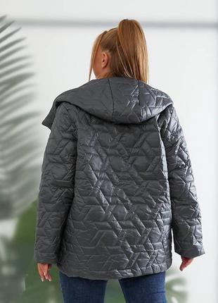 Женская демисезонная куртка цвет графит р.48/50 4404924 фото