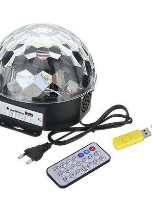 Mp3 диско-шар проектор led crystal magic ball light  колонка без блютуз