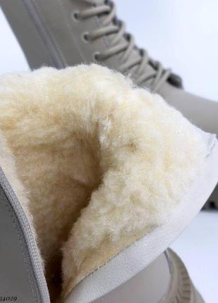 Бежевые зимние ботинки утепленные натуральным мехом 36 37 38 39 4010 фото