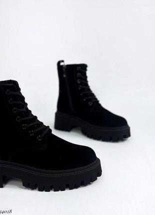 Замшевые черные ботинки сменные утепленные натуральным мехом 36 37 38 39 407 фото