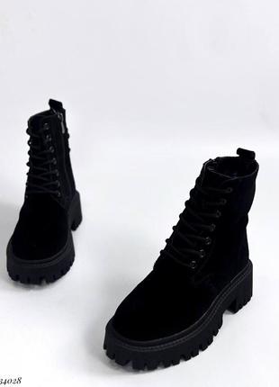 Замшевые черные ботинки сменные утепленные натуральным мехом 36 37 38 39 406 фото