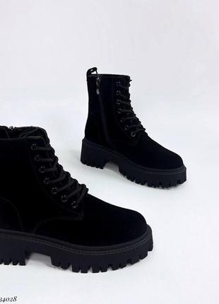 Замшевые черные ботинки сменные утепленные натуральным мехом 36 37 38 39 405 фото