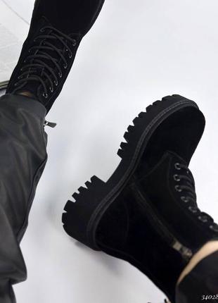 Замшевые черные ботинки сменные утепленные натуральным мехом 36 37 38 39 402 фото