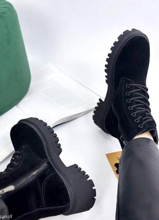 Замшевые черные ботинки сменные утепленные натуральным мехом 36 37 38 39 401 фото