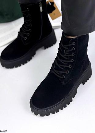 Замшевые черные ботинки сменные утепленные натуральным мехом 36 37 38 39 404 фото