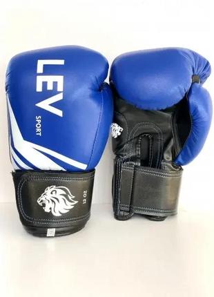 Боксерские перчатки lev sport 6 oz комбинированные сине-черные